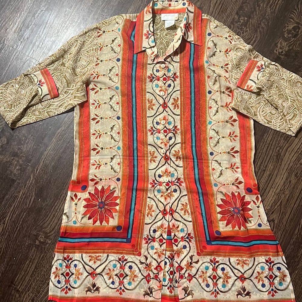 Gottex Sheer Gold and orange Beach Cover Up VINTAGE